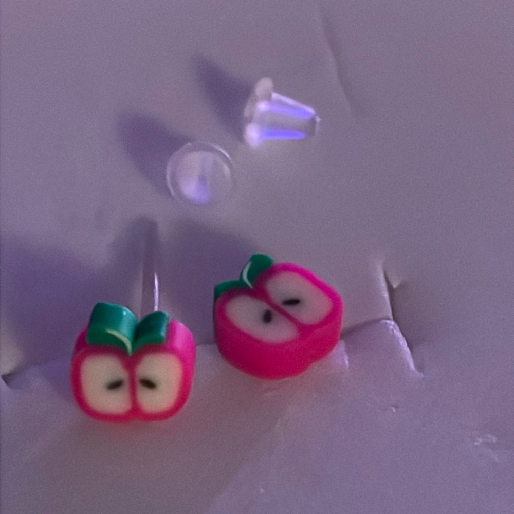 Tiny apple earrings